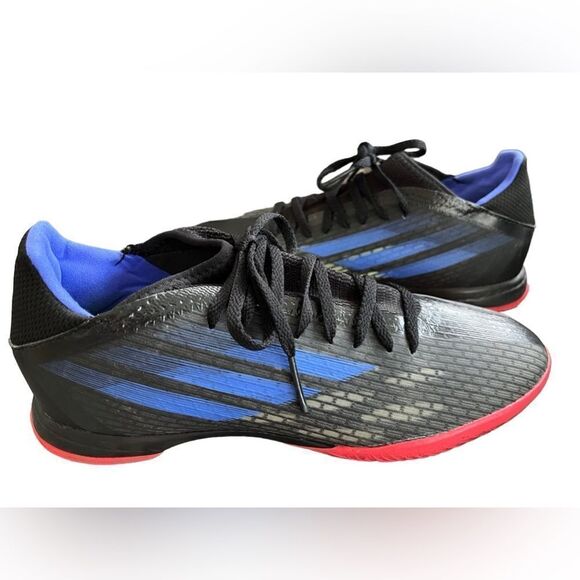 adidas Unisex X Speedflow 3 Indoor Soccer Shoe Black/Sonic Ink/ Blue Sz 7 - Picture 3 of 10